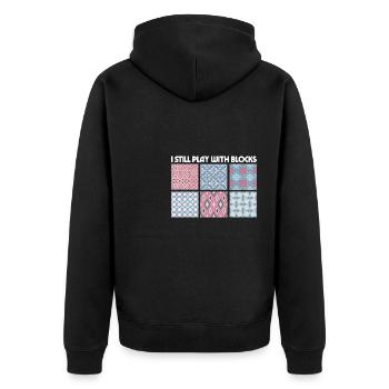 Je joue toujours avec des blocs Funny Quilter Dressmaker - Veste à capuche bio Premium Unisexe - noir - Dos - Nico (187cm)