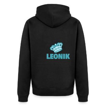 Leonik as a first name - Unisex Premium Organic Zip Hoodie - black - Back - Nico (187cm)