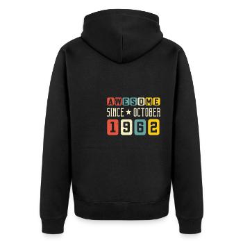 October 1962 - 60th Birthday Gift. Legend. - Unisex Premium Organic Zip Hoodie - black - Back - Nico (187cm)