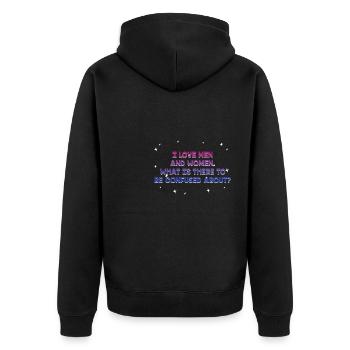 I Love Men and Women Bisexual LGBTQ Bi Pride Gay - Unisex Premium Bio Zip Hoodie - Schwarz - Hinten - Nico (187cm)