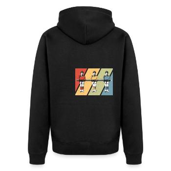 Vintage Table Soccer Lover Retro Foosball - Unisex Premium Bio Zip Hoodie - Schwarz - Hinten - Nico (187cm)