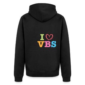 I Love VBS I Heart Vacation Bible School Crew - Unisex Premium Organic Zip Hoodie - black - Back - Nico (187cm)