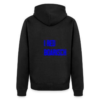 I red boarisch - Unisex Premium Bio Zip Hoodie - Schwarz - Hinten - Nico (187cm)