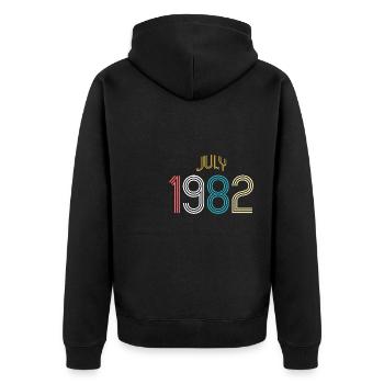 Juli 1982 - 40. Geburtstag Geschenk. Awesome. - Unisex Premium Bio Zip Hoodie - Schwarz - Hinten - Nico (187cm)
