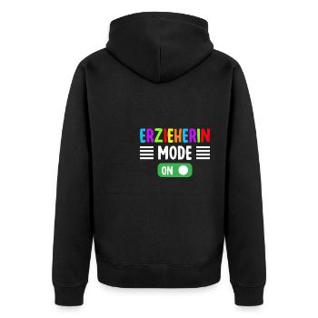 Kindergärtnerin Erzieherin Mode on! - Unisex Premium Bio Zip Hoodie - Schwarz - Hinten - Nico (187cm)