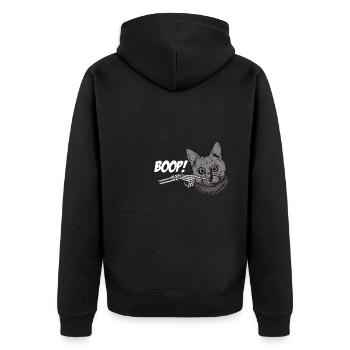 Skeleton Hand Black Cat Spooky Halloween Grunge - Unisex Premium Bio Zip Hoodie - Schwarz - Hinten - Nico (187cm)
