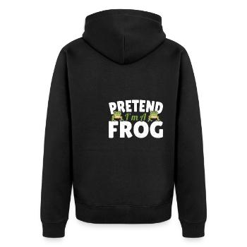Funny Pretend at A Frog Herpetologist Froggy Amphi - Unisex Premium Organic Zip Hoodie - black - Back - Nico (187cm)