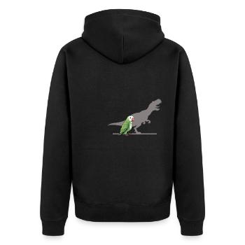 T-Rex shadow parrot - Unisex Premium Bio Zip Hoodie - Schwarz - Hinten - Nico (187cm)
