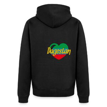 Dagestan Papakha Adler Flagge Herkunft Reise - Unisex Premium Bio Zip Hoodie - Schwarz - Hinten - Nico (187cm)