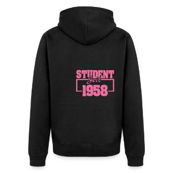 1958 - Unisex Premium Bio Zip Hoodie - Schwarz - Hinten - Nico (187cm)