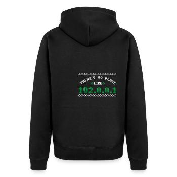 Lustiger Informatiker Spruch, Informatik - Unisex Premium Bio Zip Hoodie - Schwarz - Hinten - Nico (187cm)