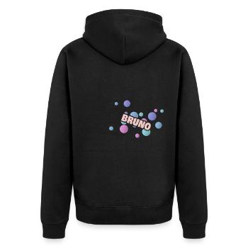 Geschenk für Bruno - Unisex Premium Bio Zip Hoodie - Schwarz - Hinten - Nico (187cm)