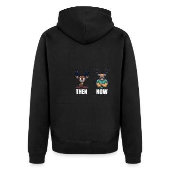 Coach Muskelaufbau Cardio Fitnesstraining Geschenk - Unisex Premium Bio Zip Hoodie - Schwarz - Hinten - Nico (187cm)
