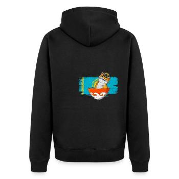 Kasachstan UdSSR Flage Astana Katze Herkunft - Unisex Premium Bio Zip Hoodie - Schwarz - Hinten - Nico (187cm)