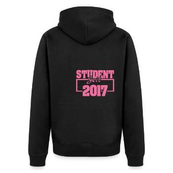 seit 2017 - Unisex Premium Bio Zip Hoodie - Schwarz - Hinten - Nico (187cm)