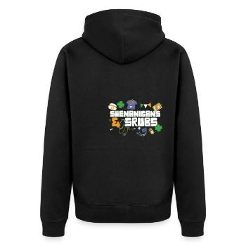 Shenanigans & Scrubs ER Nurse Physician St. - Unisex Premium Bio Zip Hoodie - Schwarz - Hinten - Nico (187cm)