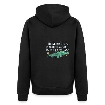 Healing Is A Journey Sage Is My Compass Smudge - Unisex Premium Organic Zip Hoodie - black - Back - Nico (187cm)