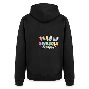 Spécialiste de l’emmaillotage Travail et accouchement post-partum - Veste à capuche bio Premium Unisexe - noir - Dos - Nico (187cm)