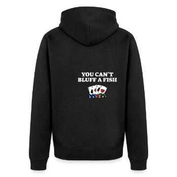 You Can't Bluff a Fish Poker Sarcastic Poker - Unisex Premium Bio Zip Hoodie - Schwarz - Hinten - Nico (187cm)