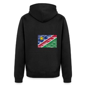 Namibia - Unisex Premium Bio Zip Hoodie - Schwarz - Hinten - Nico (187cm)
