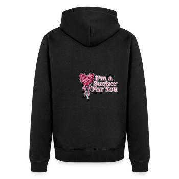 I'm A Sucker For You Funny Valentine's Quote - Unisex Premium Bio Zip Hoodie - Schwarz - Hinten - Nico (187cm)