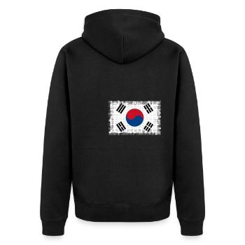 South Korea - Unisex Premium Organic Zip Hoodie - black - Back - Nico (187cm)