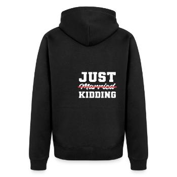 Scherzhaft Komiker Geschenk - Unisex Premium Bio Zip Hoodie - Schwarz - Hinten - Nico (187cm)