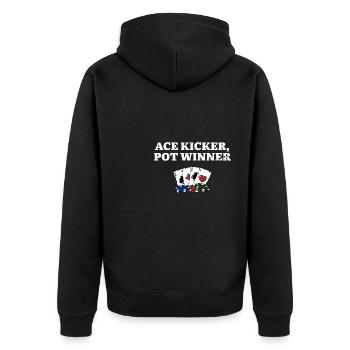 Ace Kicker Pot Winner Poker Card Games Poker - Unisex Premium Organic Zip Hoodie - black - Back - Nico (187cm)