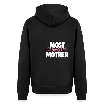 Muttertag Mama Geliebteste Mutter - Unisex Premium Bio Zip Hoodie - Schwarz - Hinten - Nico (187cm)