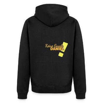 Geschenk für Daniel - Unisex Premium Bio Zip Hoodie - Schwarz - Hinten - Nico (187cm)