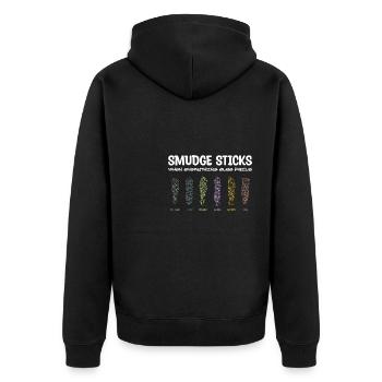 Sage Smudge Sticks Spiritual Healing Prayer Pagan - Unisex Premium Organic Zip Hoodie - black - Back - Nico (187cm)