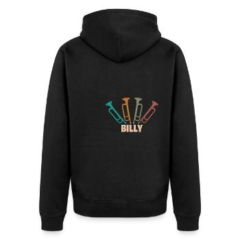 Blasinstrument Billy - Unisex Premium Bio Zip Hoodie - Schwarz - Hinten - Nico (187cm)