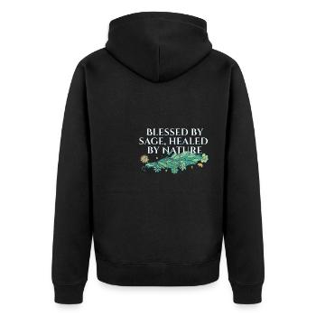 By Sage Healed By Nature Smudge Sticks - Unisex Premium Organic Zip Hoodie - black - Back - Nico (187cm)