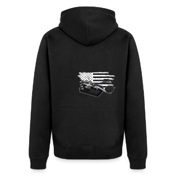 Morse Mörser Radio Funktechniker Hobby Ham - Unisex Premium Bio Zip Hoodie - Schwarz - Hinten - Nico (187cm)
