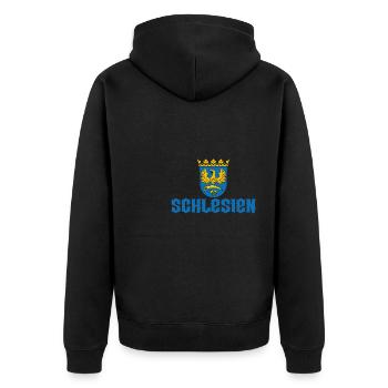 Schlesien Provinz Region Wappen Breslau - Unisex Premium Bio Zip Hoodie - Schwarz - Hinten - Nico (187cm)