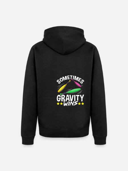 Jongleur Sometimes Gravity Wins Jonglieren - Unisex Premium Bio Zip Hoodie - Schwarz
