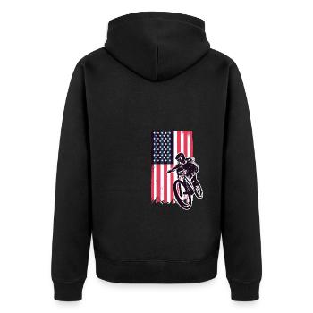 DH Bike MTB Downhill Mountainbike - Unisex Premium Bio Zip Hoodie - Schwarz - Hinten - Nico (187cm)