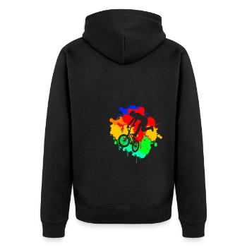 BMX cooles Retro Fan Geschenk Motiv für Junge Mädc - Unisex Premium Bio Zip Hoodie - Schwarz - Hinten - Nico (187cm)