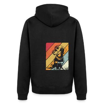Dackel Dackelhund Hunde Silhouette Retro Vintage G - Unisex Premium Bio Zip Hoodie - Schwarz - Hinten - Nico (187cm)