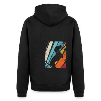 Dackel Dackelhund Hunde Silhouette Retro Vintage G - Unisex Premium Bio Zip Hoodie - Schwarz - Hinten - Nico (187cm)