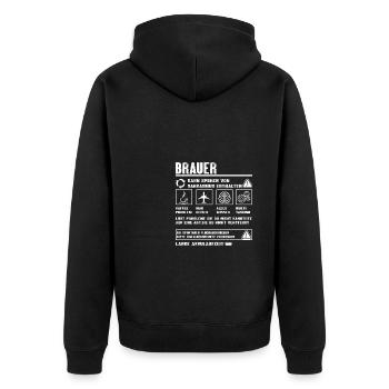 BRAUER Spruch Beruf Sarkasmus Lustig Humor - Unisex Premium Bio Zip Hoodie - Schwarz - Hinten - Nico (187cm)