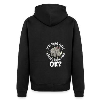 Nashorn - Ich mag halt einfach Nashörner Ok? - Unisex Premium Bio Zip Hoodie - Schwarz - Hinten - Nico (187cm)