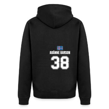 Fußball Island Sauf Trikot Abanne Barson 38 - Unisex Premium Bio Zip Hoodie - Schwarz - Hinten - Nico (187cm)
