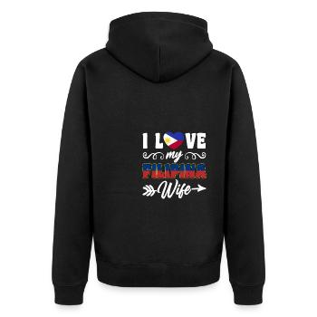 I Love My Filipina Wife Philippines - Unisex Premium Bio Zip Hoodie - Schwarz - Hinten - Nico (187cm)