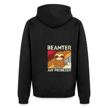 Beamter auf Probezeit - Beamter Kaffee Design Gesc - Unisex Premium Bio Zip Hoodie - Schwarz - Hinten - Nico (187cm)