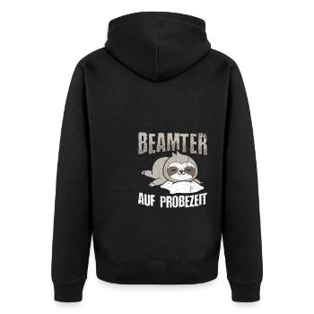 Beamter auf Probezeit - Beamter Kaffee Geschenk - Unisex Premium Bio Zip Hoodie - Schwarz - Hinten - Nico (187cm)
