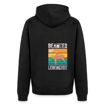 Beamter auf Lebenszeit - Beamter Kaffee Beamtin Ge - Unisex Premium Bio Zip Hoodie - Schwarz - Hinten - Nico (187cm)