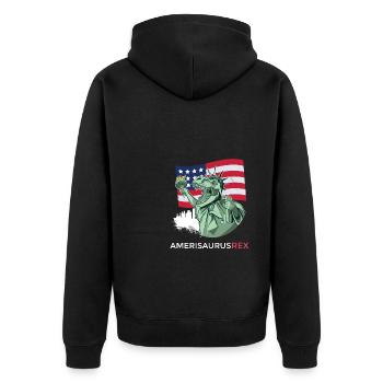 Amerisaurus Rex Jeunes dinosaures patriotiques - Veste à capuche bio Premium Unisexe - noir - Dos - Nico (187cm)