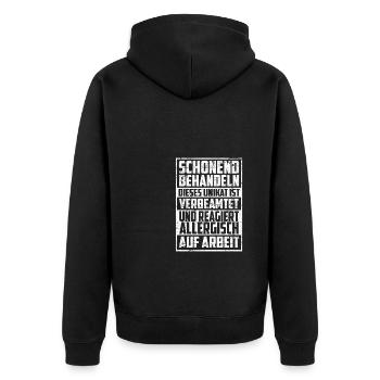 Beamten Beamter Schonend behandeln Allergisch auf - Unisex Premium Bio Zip Hoodie - Schwarz - Hinten - Nico (187cm)