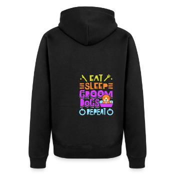 Essen Sie Schlafen, Pflegen Sie Hunde, - Unisex Premium Bio Zip Hoodie - Schwarz - Hinten - Nico (187cm)